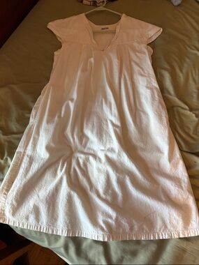 Vintage Classic cream Cotton Midi Dress with Cap Sleeves 100% Made in India